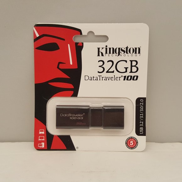 KINGSTON Data Traveler 100 G3 USB Flash Drive 32GB DT100G3/32GB USB 3.2/3.0/2.0 - Picture 1 of 5